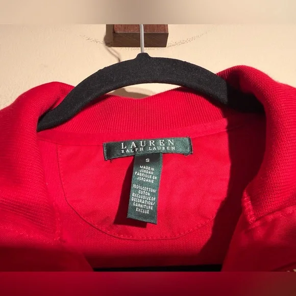 Lauren Ralph Lauren Pullover Sweater 3/4 Zip Gold Crest Logo small Red Old Money - Picture 4 of 10